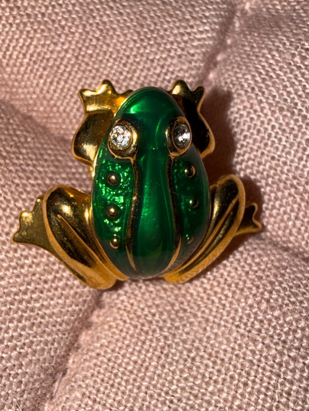 Avon Gold & Green Frog Pin Brooch